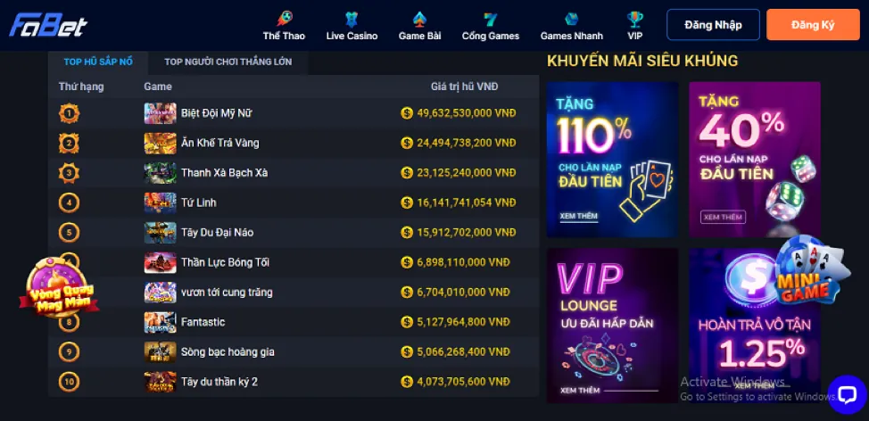 Thưởng chào mừng 100%